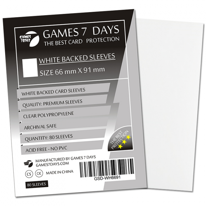 Протектори Games7Days (66 х 91 мм / 63.5x88 мм) White Premium MTG (80 шт): купити за кращою ціною в Україні