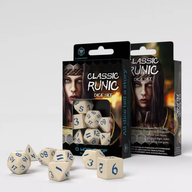Набір кубиків Classic Runic Beige & Blue Dice Set (7): купити за кращою ціною в Україні