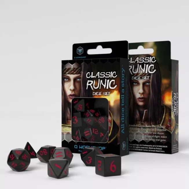 Набір кубиків Classic Runic Black & red Dice Set (7): купити за кращою ціною в Україні