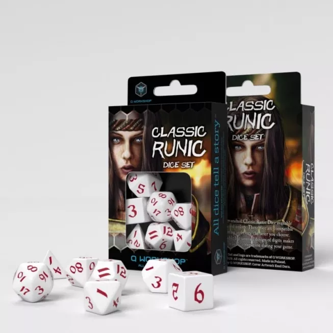 Набір кубиків Classic Runic White & red Dice Set (7): купити за кращою ціною в Україні