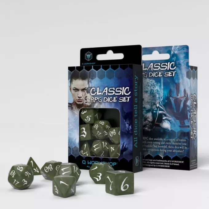 Набір кубиків Classic RPG Olive & white Dice Set (7): купити за кращою ціною в Україні