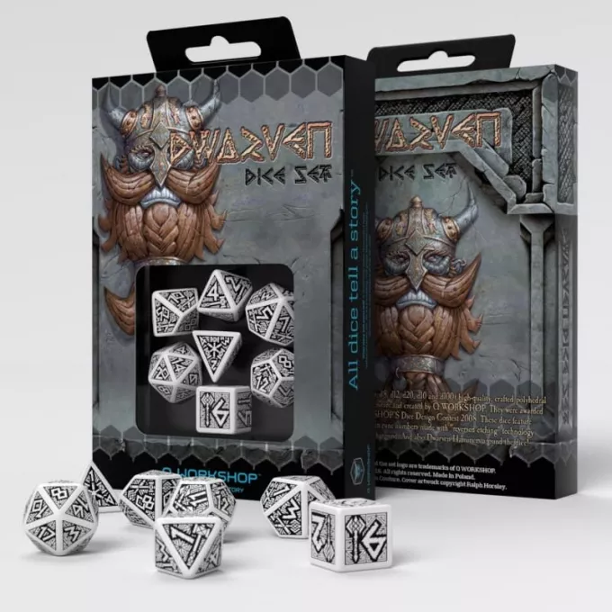 Набір кубиків Dwarven White & black Dice Set (7): купити за кращою ціною в Україні