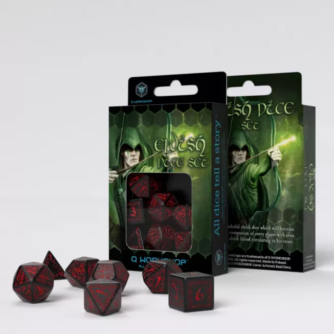 Набір кубиків Elvish Black & Red Dice Set (7): купити за кращою ціною в Україні