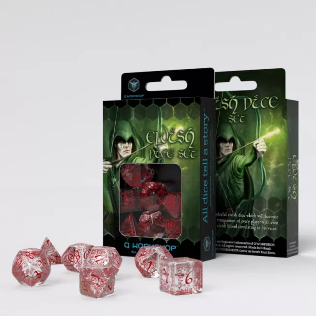 Набір кубиків Elvish Translucent & red Dice Set (7): купити за кращою ціною в Україні