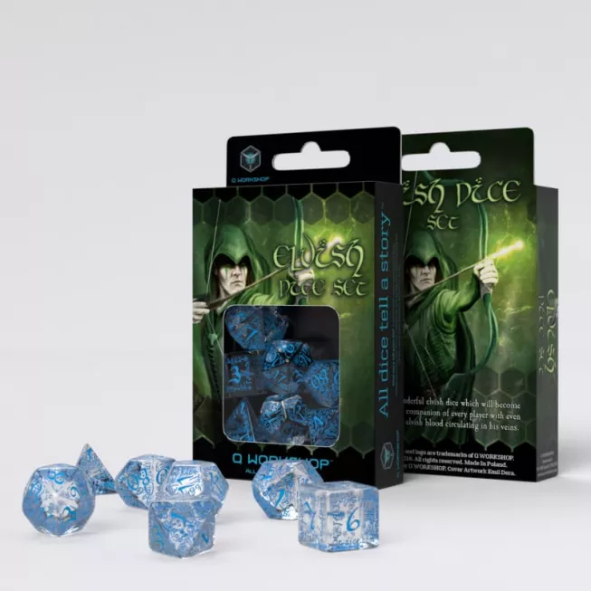 Набір кубиків Elvish Translucent & blue Dice Set (7): купити за кращою ціною в Україні