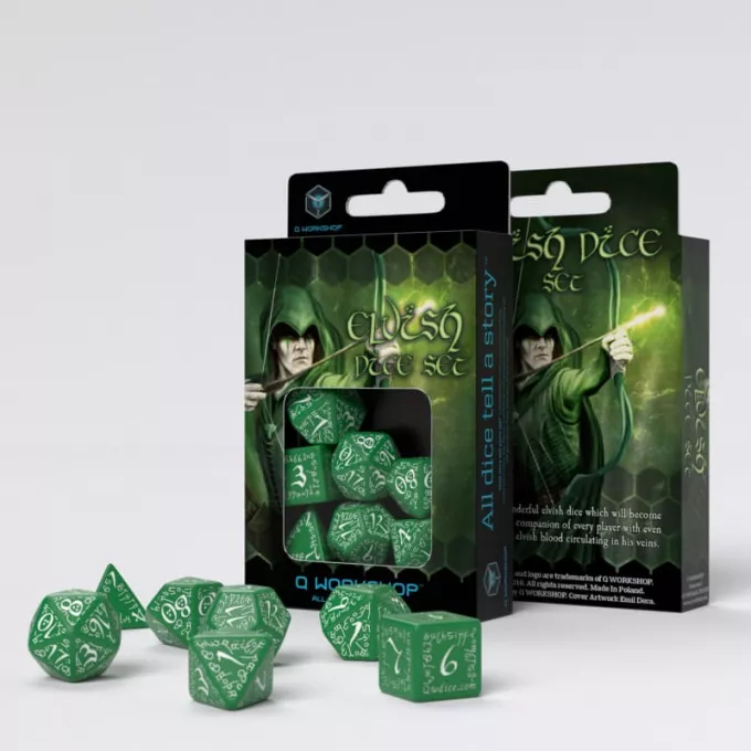 Набір кубиків Elvish Green & white Dice Set (7): купити за кращою ціною в Україні