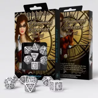 Набір кубиків Steampunk Clockwork White & Black Dice Set (7)