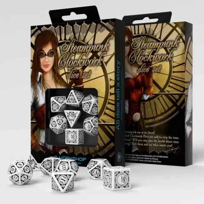 Набір кубиків Steampunk Clockwork White & Black Dice Set (7): купити за кращою ціною в Україні