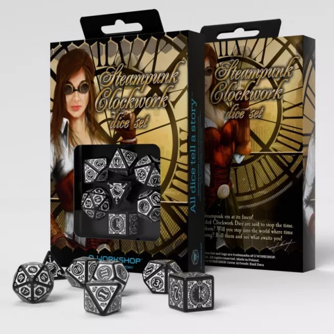 Набір кубиків Steampunk Clockwork Black & white Dice Set (7): купити за кращою ціною в Україні