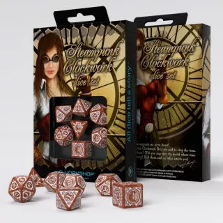 Набір кубиків Steampunk Clockwork Caramel & white Dice Set (7)