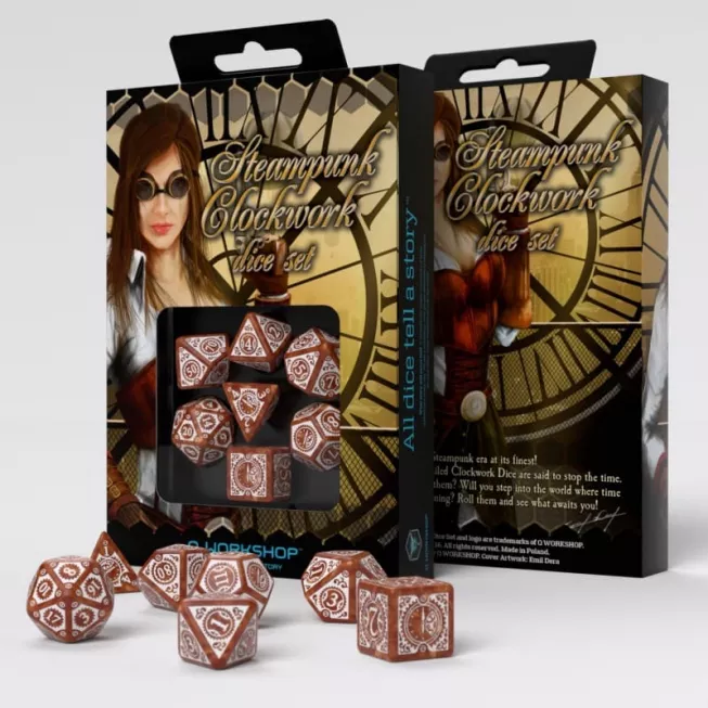 Набір кубиків Steampunk Clockwork Caramel & white Dice Set (7): купити за кращою ціною в Україні