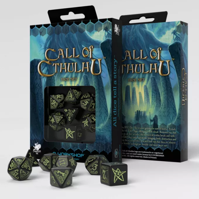 Набір кубиків Call of Cthulhu Black & glow-in-the-dark Dice Set (7): купити за кращою ціною в Україні