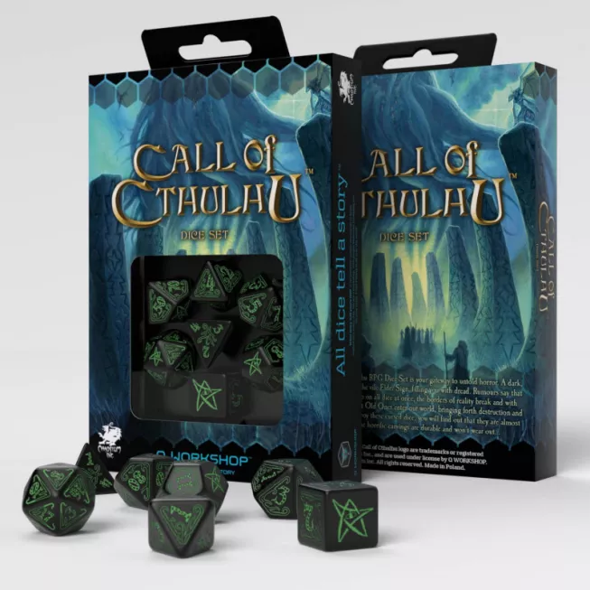 Набір кубиків Call of Cthulhu Black & green Dice Set (7): купити за кращою ціною в Україні