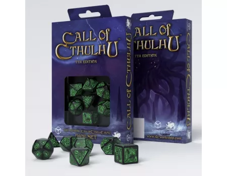 Набір кубиків Call of Cthulhu 7th Edition Black & green Dice Set (7)