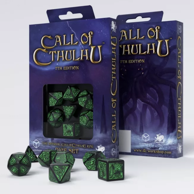 Набір кубиків Call of Cthulhu 7th Edition Black & green Dice Set (7): купити за кращою ціною в Україні