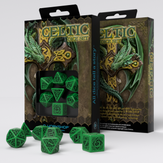 Набір кубиків Celtic 3D Revised Green & black Dice Set (7)