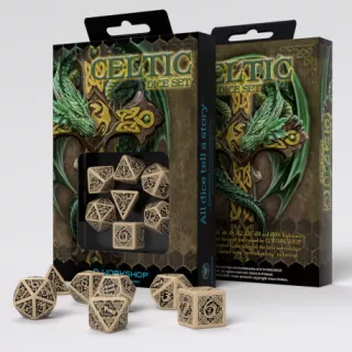 Набір кубиків Celtic 3D Revised Beige & black Dice Set (7)