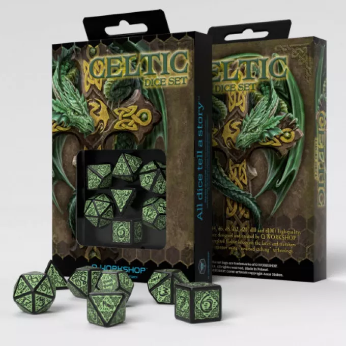Набір кубиків Celtic 3D Revised Black & green Dice Set (7): купити за кращою ціною в Україні