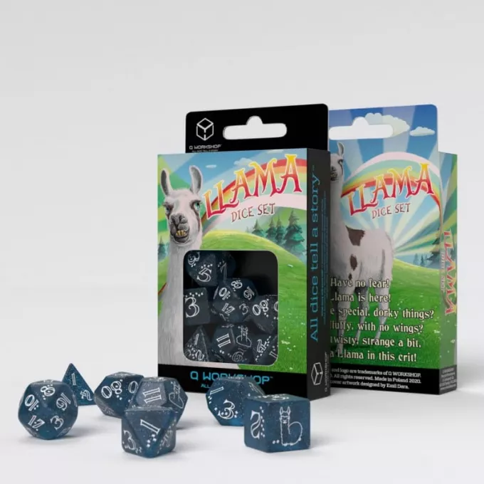 Набір кубиків Llama Dark Blue & White Dice Set (7): купити за кращою ціною в Україні
