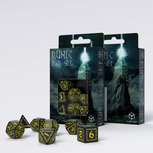 Набір кубиків Runic Black & yellow Dice Set (7): купити за кращою ціною в Україні