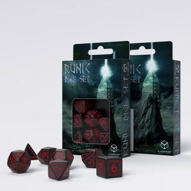 Набір кубиків Runic Black & red Dice Set (7): купити за кращою ціною в Україні