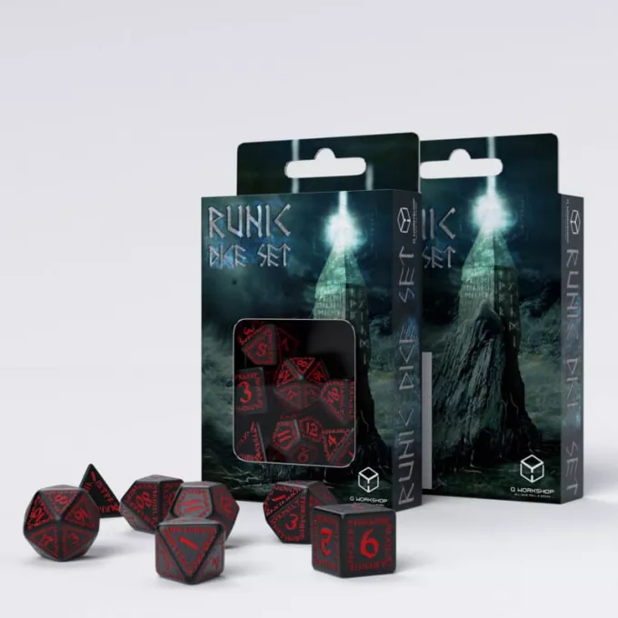 Набір кубиків Runic Black & red Dice Set (7): купити за кращою ціною в Україні