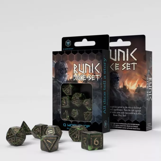 Набір кубиків Runic Bottle-green & gold Dice Set: купити за кращою ціною в Україні