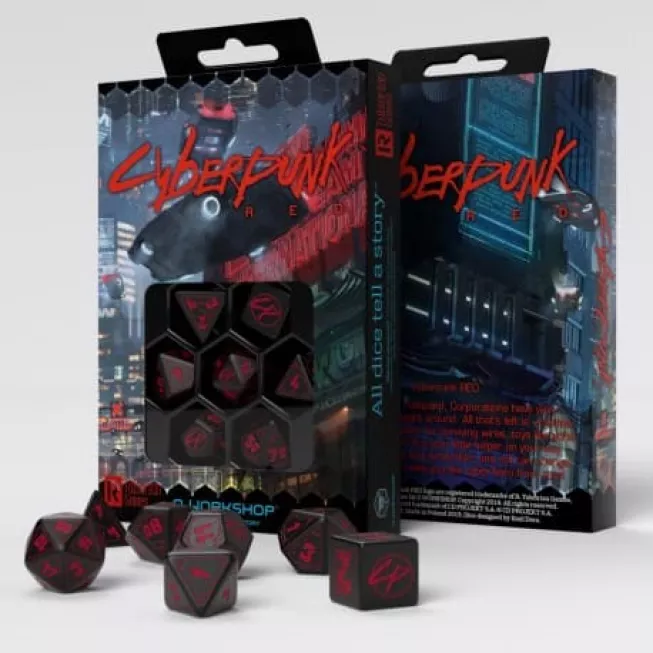 Набір кубиків Cyberpunk Red Dice Set: Blood over Chromet (7): купити за кращою ціною в Україні