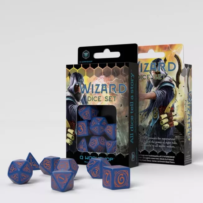 Набір кубиків Wizard Dark-Blue & Orange Dice Set (7): купити за кращою ціною в Україні