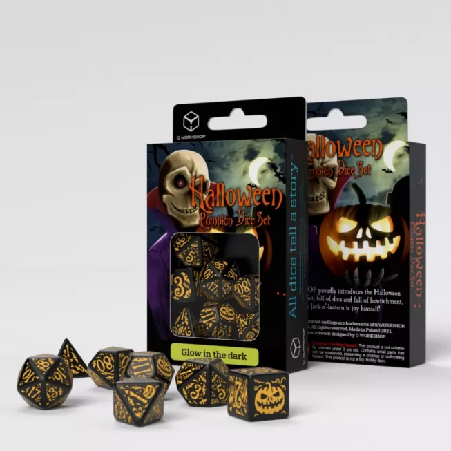 Набір кубиків Halloween Pumpkin Black & Glow in the dark Dice Set (7): купити за кращою ціною в Україні