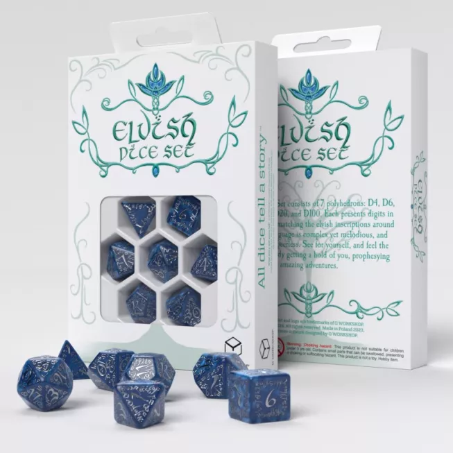 Набір кубиків Elvish Cobalt & Silver Dice Set (7): купити за кращою ціною в Україні