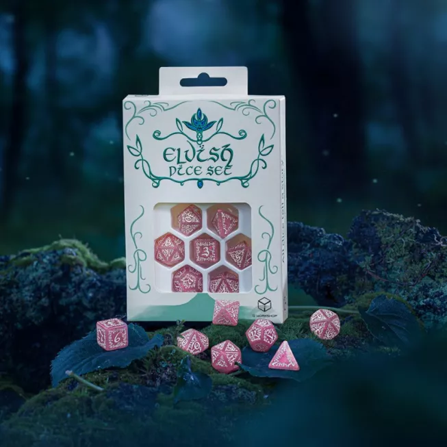 Набір кубиків Elvish Shimmering pink & White Dice Set (7): купити за кращою ціною в Україні