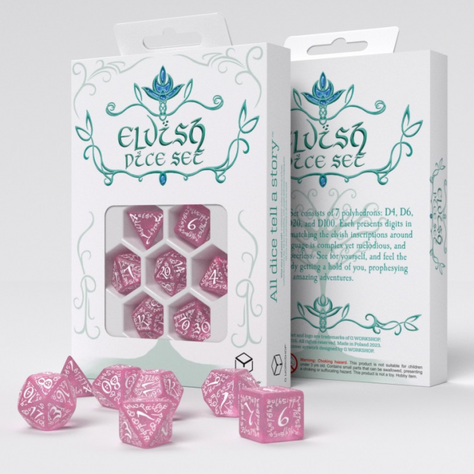 Набір кубиків Elvish Shimmering pink & White Dice Set (7): купити за кращою ціною в Україні