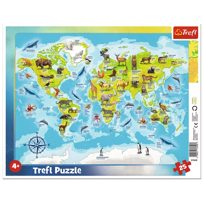 Пазл Рамковий Карта Світу з тваринами (25): купити за кращою ціною в Україні