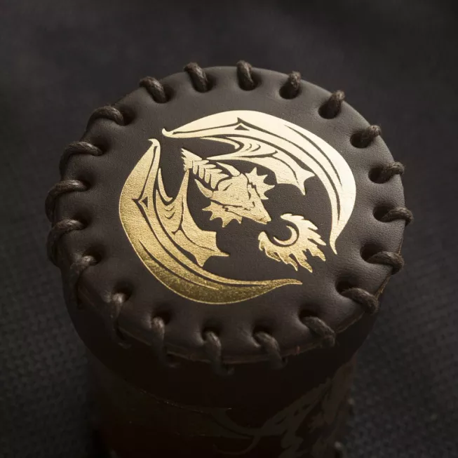 Стакан для кубиків Flying Dragon Brown & golden Leather Dice Cup: купити за кращою ціною в Україні