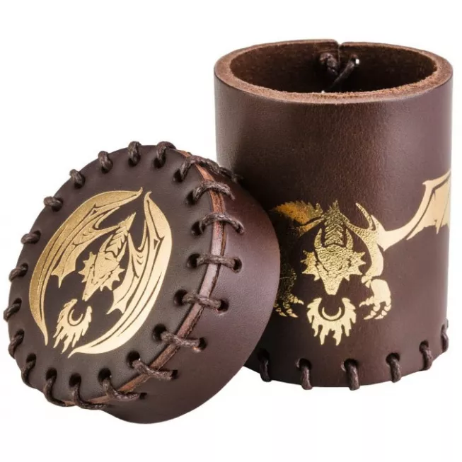 Стакан для кубиків Flying Dragon Brown & golden Leather Dice Cup: купити за кращою ціною в Україні